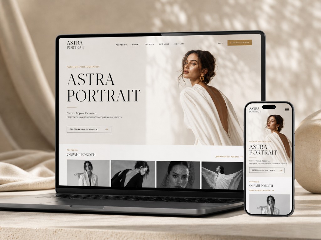 Astra Portrait — desktop структура сайту