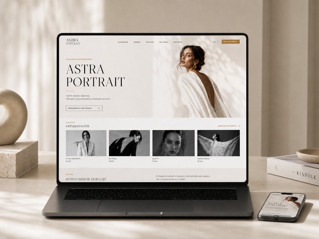 Astra Portrait — презентація сайту (mockup)